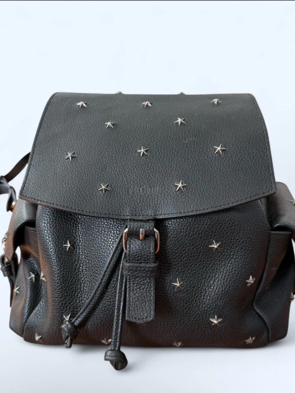 Black Star-Studded Leather Backpack